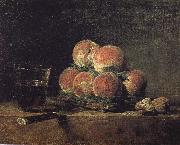 Jean Baptiste Simeon Chardin Baskets of peaches with wine walnut knife Germany oil painting artist